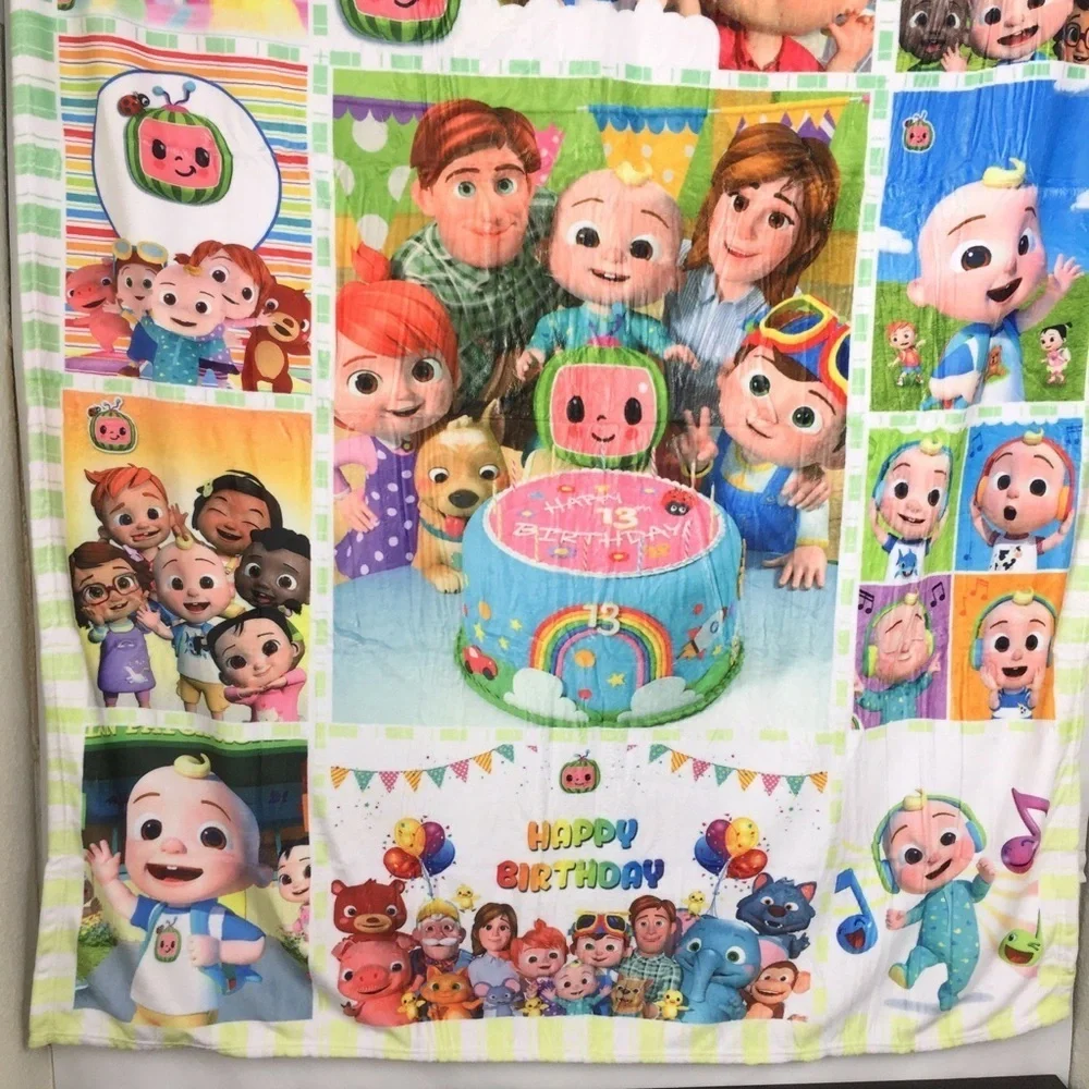 CoComelon Plush Fleece Throw Blanket Happy Birthday Graphic